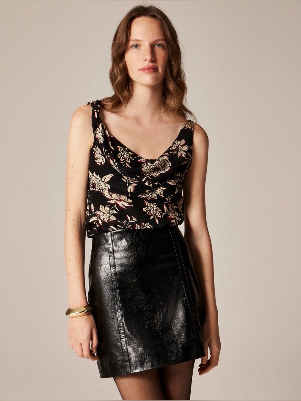 NWOT J.Crew Asymmetrical Cowlneck Floral Crepe de Chine Top Size 0